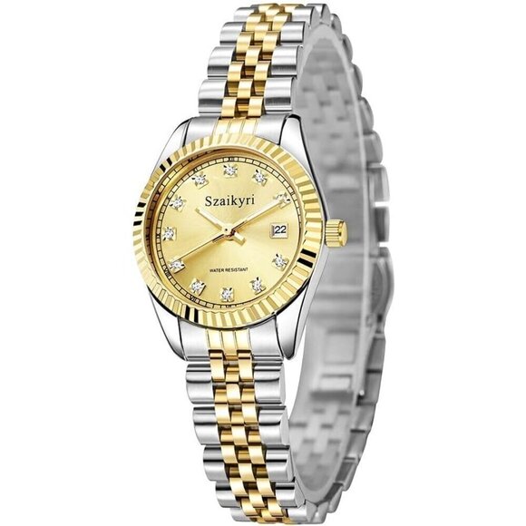 Women Silver Solid Stainless Steel Band Ladies Dress Watch Calendar Watch - Picture 9 of 9